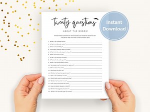 20 Questions About the Groom, How Well Do You Know the Groom, Who Knows the Groom Best, 20 Questions for Groom, Coed Wedding Shower Game - Etsy