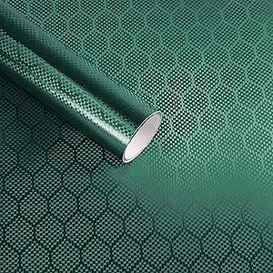 Lypumso Honeycomb Carbon Fiber Vinyl Wrap, Hex Pattern Vinyl Car Wrap with Air Release Technology, Self-Adhesive DIY Auto Exterior Interior Decor Film Sticker (Green, 1ft x 5ft)