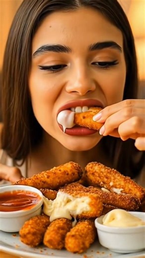 Crispy Mozzarella Cheese Pull ASMR 🤤 Crispy & Gooey Mukbang #Shorts #satisfying