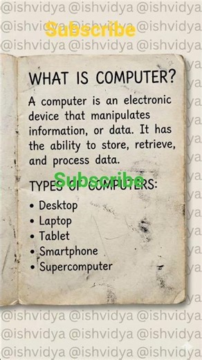 “What is Computer? Types of Computer Explained | Basic to Advanced | Hindi Tutorial”#ishvidya