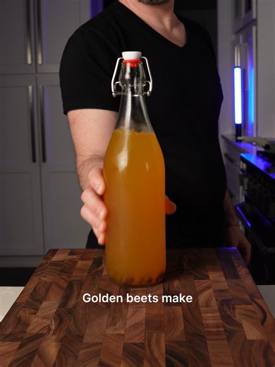 Want to learn my fermentation methods? Link in bio 🔗 Golden beets make one of the most underrated drinks for blood pressure and liver health. Golden beet kvass — beets, water, honey, live fermentation. That's it. The nitrates convert to nitric oxide in your body, which helps relax blood vessels and support healthy blood pressure. The betaine supports liver function. Fermentation makes it all more bioavailable. A daily tonic for blood pressure, liver support, and digestion. One of the simplest w