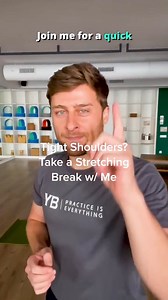 Soothe tight shoulders and break up your day with these stretches. You can do them literally anywhere. #shoulderflexion | YOGABODY