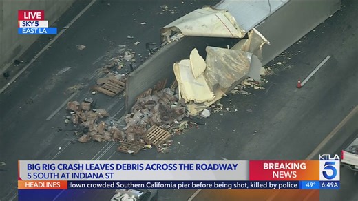 Egg truck crash causing major delays on 5 Freeway in East L.A.