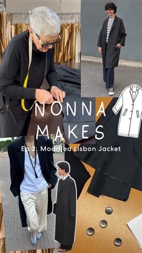 TESSUTI FABRICS on Instagram: "We’re back with another episode of Nonna Makes 🙌 This time, Silva modified our Lisbon Jacket pattern, lengthening and adding a lining to create a lightweight, longline coat made in wool gaberdine. The result was better than Gabby could’ve imagined! #TessutiLisbon #SewTessuti #TessutiPatterns #NonnaMakes #Sewing #YouCanHackIt #Sewing #IndieSewingPattern #HandmadeWardrobe #MeMadeWardrobe #MeMadeEveryday"