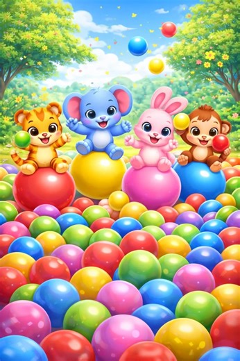 Part 6 | Happy Animals Playing with Balls 🎶🎈#kidsfun #fyp #kidscartoons #tiktokkids #cartoon