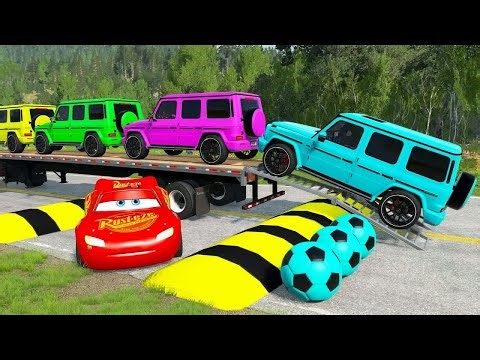 Flatbed Truck Mcqueen | Transportation with Truck - Pothole vs Car #101 - BeamNG.Drive