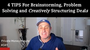 4 Tips For Brainstorming, Problem Solving and Creatively Structuring Deals 1. Identify what you want to focus on 2. Understand yourself and where you can do your best thinking 3. Obsess with the situation and think through all your ideas, angels and outcomes etc. 4. Make sure you have a clear mind for the next few mins, hours, etc.. since all your attention has to go towards it | Hard Money Bankers | Facebook