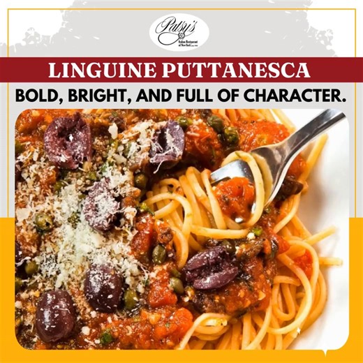 Patsy's Italian Restaurant on Instagram: "A vibrant mix of tomatoes, olives, capers, and classic Italian flair our Linguine Puttanesca is a bowl of pure personality. 🍝✨ #patsysitalianrestaurant #linguineputtanesca #pastaallday #italiancuisine #nycrestaurants #patsysnyc"