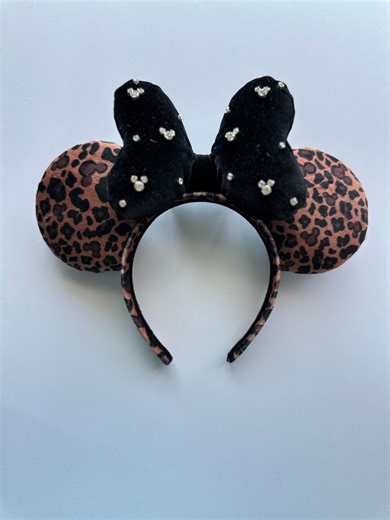 Cheetah Mouse Ears, Jeweled Disney Ears, Velvet Bow Ears, Luxury Ears - Etsy