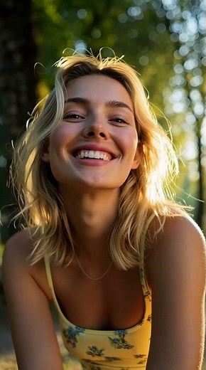 Blonde Woman Smiling Peacefully During Yoga in the Park