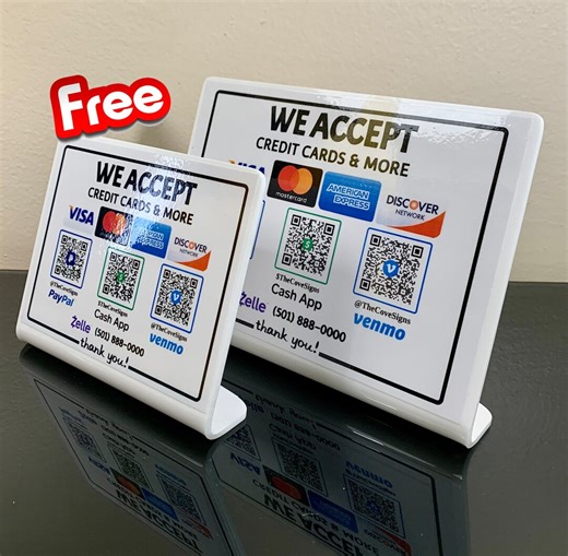 QR Code Payment Sign: Credit Card, Cash App, Paypal, Venmo, Zelle - Etsy