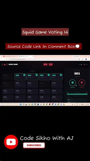 Squid Game Voting UI 🦑🔥 | Survival Game Inspired UI | HTML CSS JavaScript