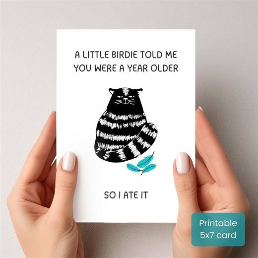 Funny Cat Birthday Card, Cute Printable Bday Card, Cat Lover Bday Card, Birthday Card for Friend, Cat Themed Birthday Card, Digital Cat Card - Etsy