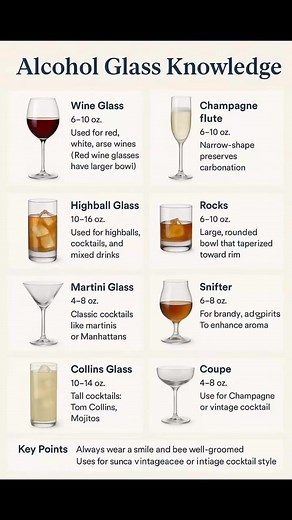 Bar Glasses knowledge Guide #knowledge #bartenderlife #glasses #FNB #fblifestyle #restaurant #service | F&B TIPS GUIDE