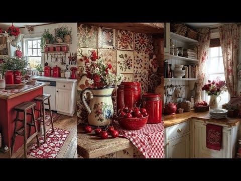 🌹 WAYS to ADD Effortless Red Vintage Charm! Dreamy Small Kitchen Cottage Farmhouse Decor Ideas