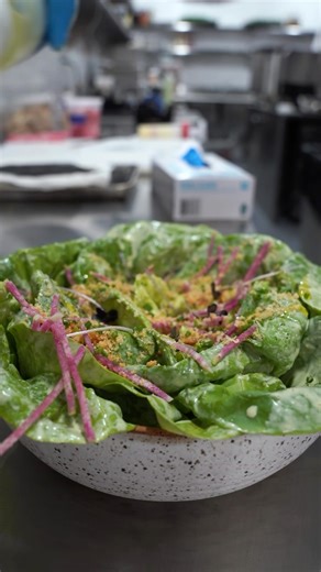 Our butter lettuce salad always hits right. That’s because we have Johnathan whipping up our wonderful buttermilk dressing. Follow this recipe for a salad that is sure to impress. #chef #kitchen #salad #dressing #cooking #restaurant #recipe #cookingtutorial | Ember Restaurant