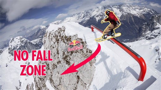 Skiers & Snowboarders Push Limits On "No Fall Zone" Ridgeline Terrain Park