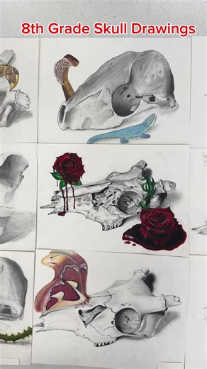 8th Grade Skull Drawing Lesson: Graphite & Colored Pencil Value
