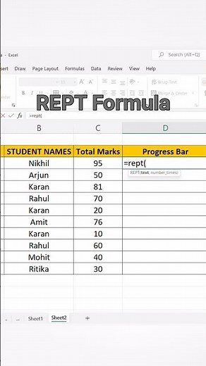 Excel REPT Formula Explained in 2 Minutes. #excel #exceltips #youtube #shorts