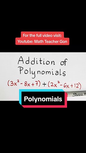 Addition of Polynomials #math #maths #polynomials #csereview #algebra #grade7 #grade7math