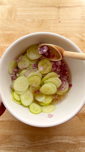 Old Fashioned Cucumber Salad. It’s a little sweet and a little tangy! Full recipe here ➡️ https://cookfasteatwell.com/sweet-and-tangy-vinegar-cucumber-salad/ | Cook Fast, Eat Well