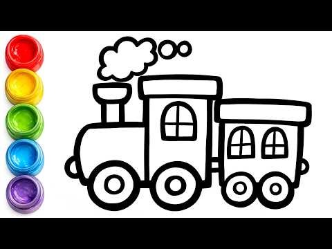 How to Draw a Train Easy Step by Step | Cute Train Drawing, Coloring & Painting for Kids, Toddlers
