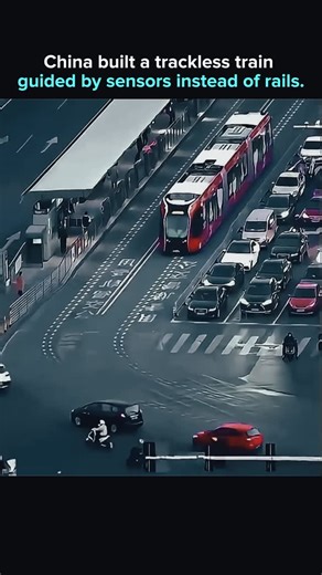 AI. Tech. The next evolution. on Instagram: "This video shows China’s Autonomous Rail Rapid Transit system, a trackless train that follows virtual rails painted on city roads instead of steel tracks. Using optical and LiDAR sensors, the vehicle reads guidance markings in real time and adjusts steering, acceleration, and braking automatically. The result is tram-like precision without the cost and rigidity of traditional rail infrastructure. Because it runs on rubber tires and electric power, the