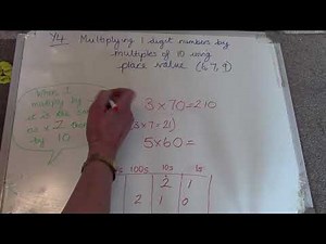 Multiplying one- digit numbers by multiples of 10 using place value (6, 7, 9) (Year 4)