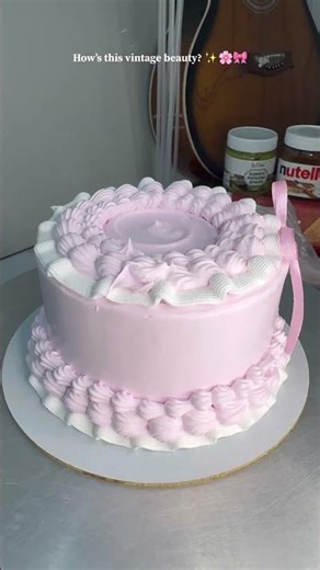How to Make a Pink Vintage Ribbon Cake | Mokshmanis Cakes | Aesthetic Cake Tutorial #cakes #shorts