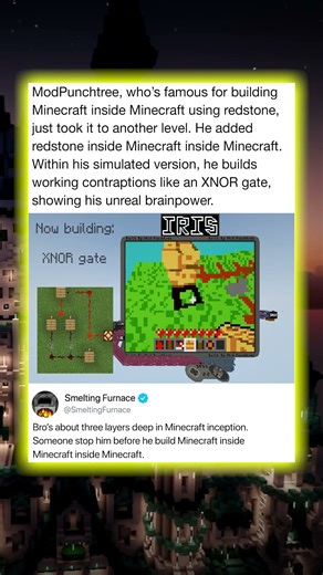 ModPunchtree, who's famous for building Minecraft inside Minecraft using redstone, just took it to