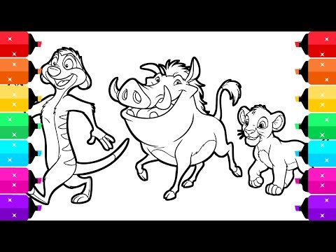 The Lion King - Hakuna Matata March Simba, Timon, Pumbaa Coloring Page
