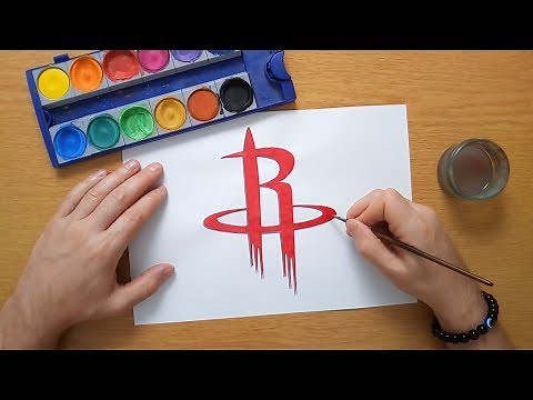 How to draw the Houston Rockets logo - Drawing NBA team logos