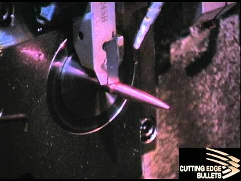 Match/Tactical Bullet being machined on a Swiss-style CNC Lathe