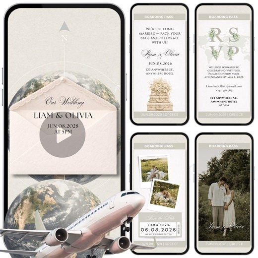 Animated Boarding Pass Wedding Invitation Video, Wedding Invitation Video Template, Digital Destination Wedding Invite, Travel Wedding RSVP - Etsy
