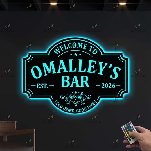 Custom LED Bar Sign for Man Cave, Personalized Home Bar Wall Light Decor - Etsy
