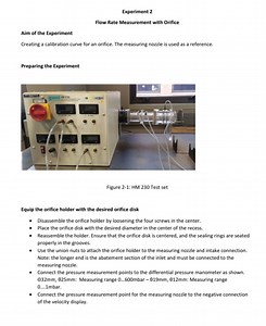 Experiment 2: Flow Rate Measurement with OrificeAim of the Ex... | Filo