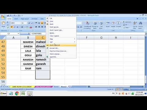 How to change capital to small letter using lower & upper in excel sheet