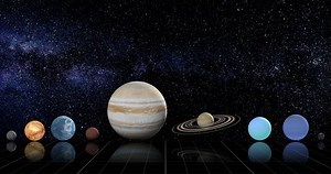 Solar system 3D render, Planet rotation trajectories, 3D Infographics, Solar system planets, Universe, Sun, Mars, Jupiter, Saturn, Venus, Mercury, Uranus, Neptune, Pluto