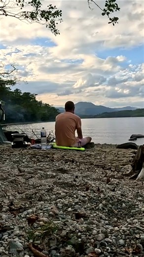 What a view!! wild camping on Loch Lomond.
