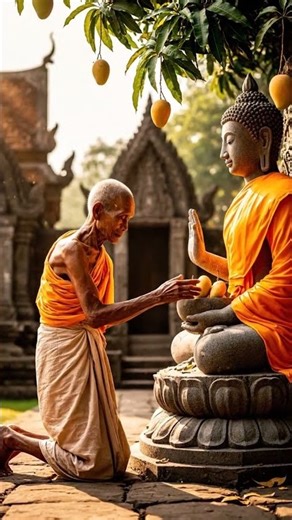 A man who offered food to the Buddha with a pure heart attained enlightenment.