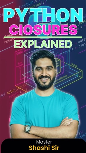 Shashi Bagal | Teacher on Instagram: "What is closures in python? | Learn with Shashi Sir👨‍💻💻 . . . . . #pythonprogramming #closure #tech #api #flutter #web #frontend #backend #fullstack #handshake #project #core2web #c2w #c2wtech #shashisir #technology #technicalknowledge ##incubatorbycore2web #incubators #dart #marathi #Programming #tutorial"