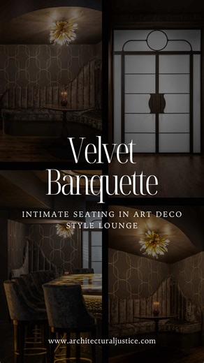 ✨ Ring in the New Year in style. ✨ This curved velvet banquette in this art-deco-inspired lower level lounge is made for celebrating, mingling, and all the unforgettable moments that come with it. Cozy, chic, and ready for the party. 🖤🥂 #ArchitecturalJustice #ArtDeco #Speakeasy #NewYears #LuxuryInteriors