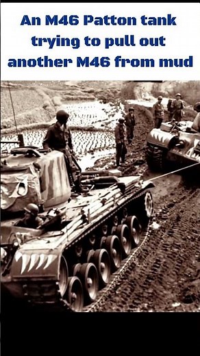 M46 Patton tank trying to pull out another M46 from mud #tank #танк #military #defence #m46 #patton