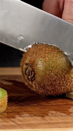 Precision Knife Cutting Kiwi with LEGO Structure on Wooden Board #asmr