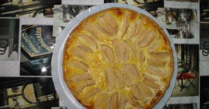 Tarte aux pommes sur lit de crème aux œufs
