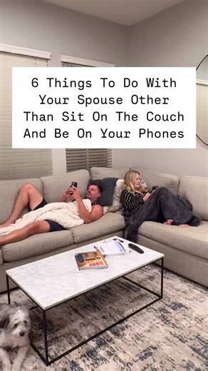 1- Take a walk 2- Make out 3- Talk about your high and low for the day 4- Go through one of our Connecting Questions from our book 5- Do the 60 Second Blessing 6- Pull out your wedding album and look at pictures You will never look back and wish you spent more time on your phones. #marriage365 #marriagereels #marriagehumor #ichooselove #marriagetruth | Marriage365