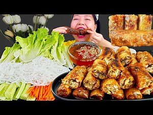 CRISPY SEAFOOD SPRING ROLLS 🦐 Super Crunchy ASMR Mukbang (No Talking)