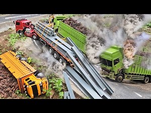 RC Truck Engine Catches Fire. Heavy Trailer Truck