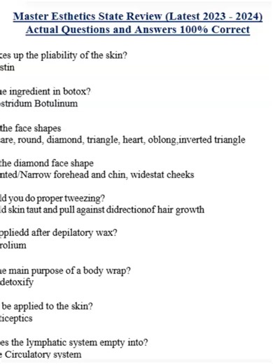 Master Esthetics State Board Review 2026 ✨💄 Complete Study Guide with Practice Q&A to Help You Pass on Your First Try 💯🔥 Getting ready for the Esthetics State Board in 2026? This Master Review Study Guide is your all-in-one exam prep solution designed to help you feel confident, prepared, and completely ready for test day 💆‍♀️📚 The 2026 Esthetics State Board exam is focused on safety, sanitation, skin science, product knowledge, infection control, and professional standards. This complete 1