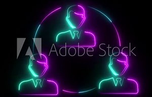 Abstract neon shine man icon animation . A man icon, often used in digital interfaces, graphic design